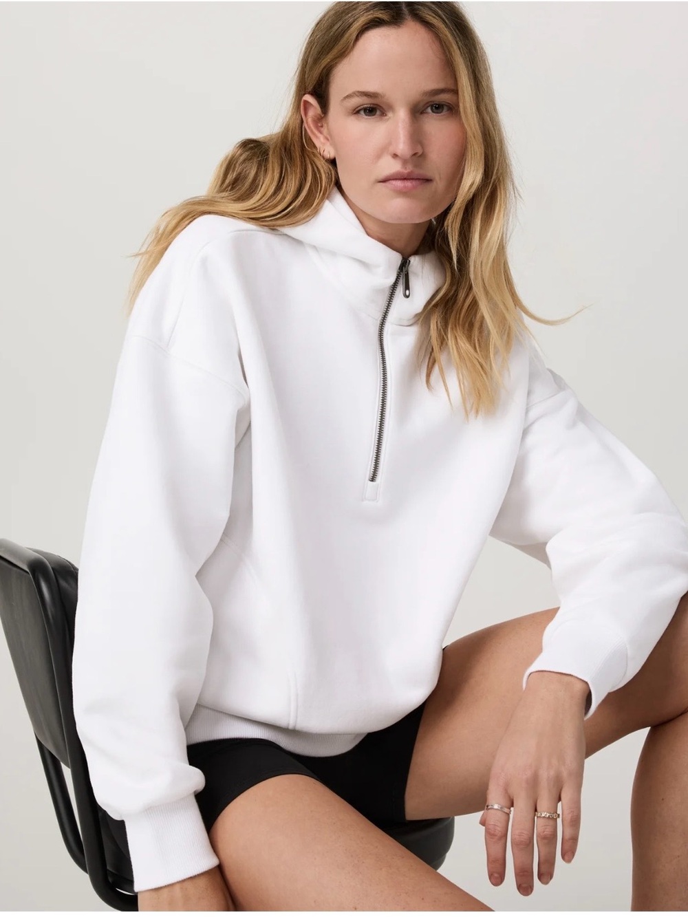 EUC Vuori Restore Relaxed Half Zip Hoodie - White size Medium